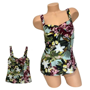 CAbi Women's Size 6 Tropical Tank Top Cotton Silk Style 340 Crossover Straps EUC